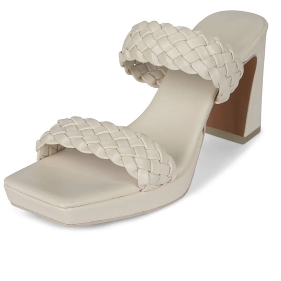 Jeffrey Campbell White Square front braided Delicacy block heels size 8 - Picture 3 of 10